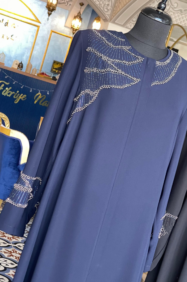 Taş işlemeli Tesettür Ferace