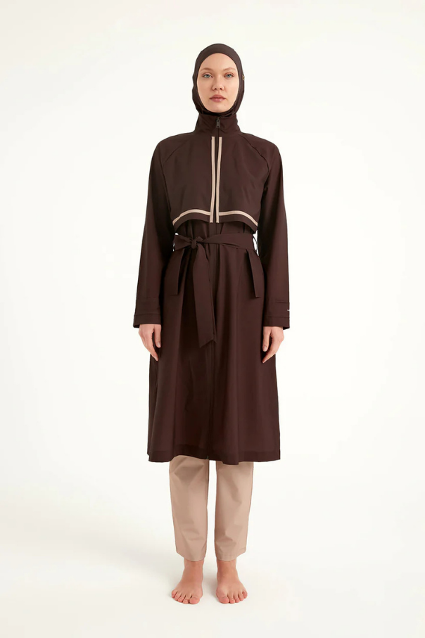 Marina Kahverengi Tam Kapalı Tesettür Mayo - M2533