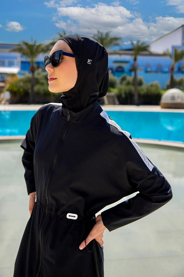 Marina Siyah Tam Kapalı Tesettür Mayo - M2507-1