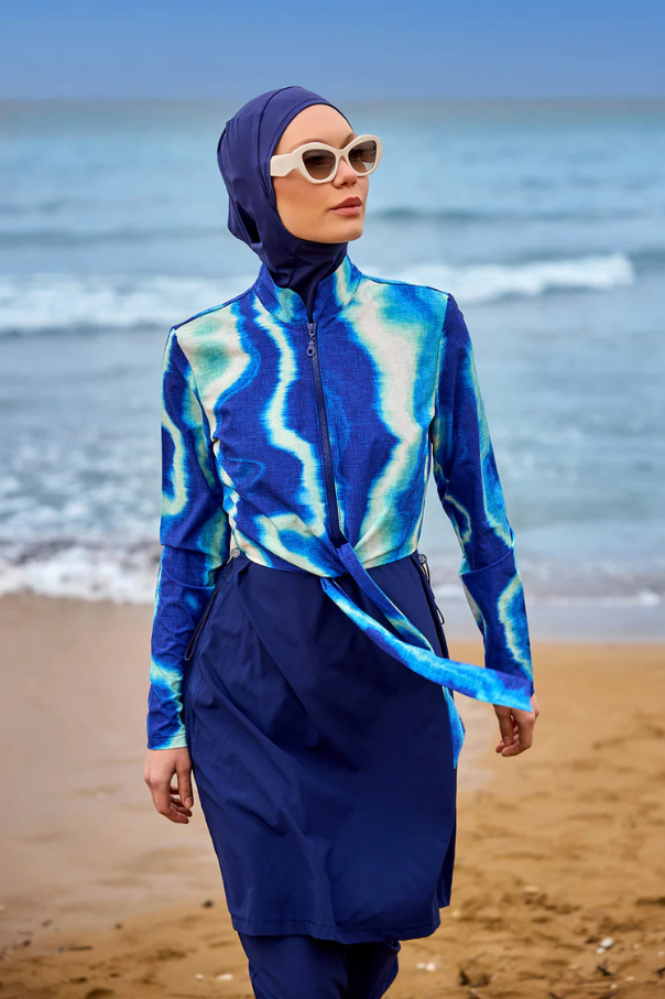 Marina Lacivert Tam Kapalı Tesettür Mayo - M2530-2