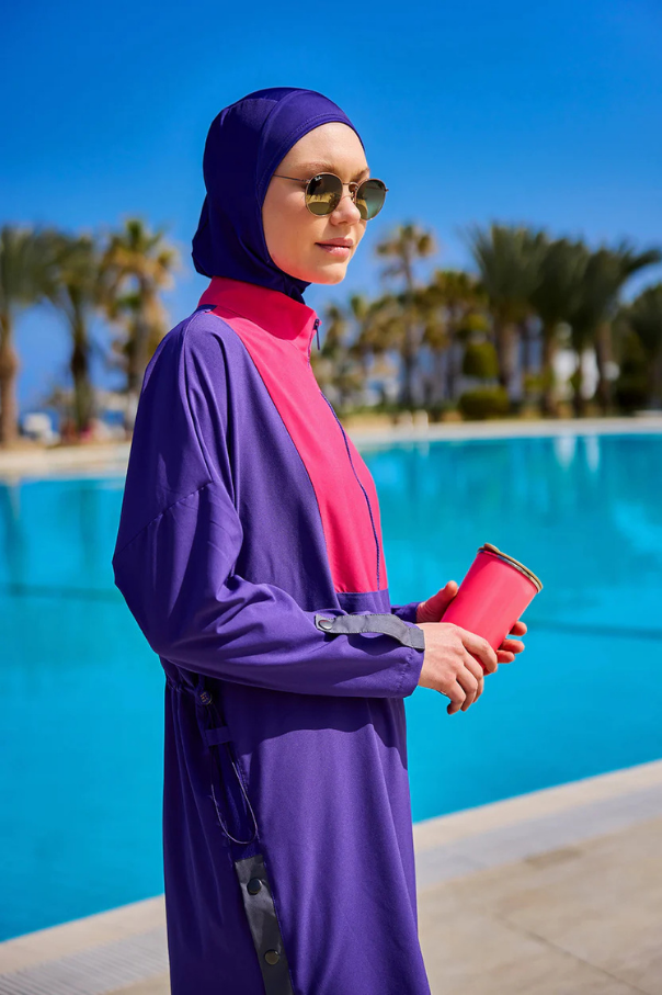 Marina Mor Tam Kapalı Tesettür Mayo - M2527-2