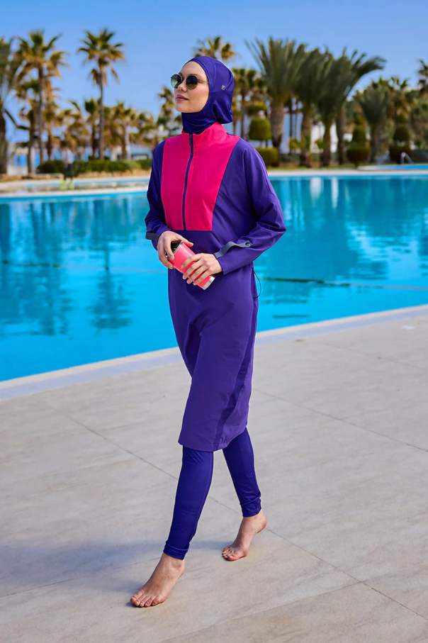 Marina Mor Tam Kapalı Tesettür Mayo - M2527-2