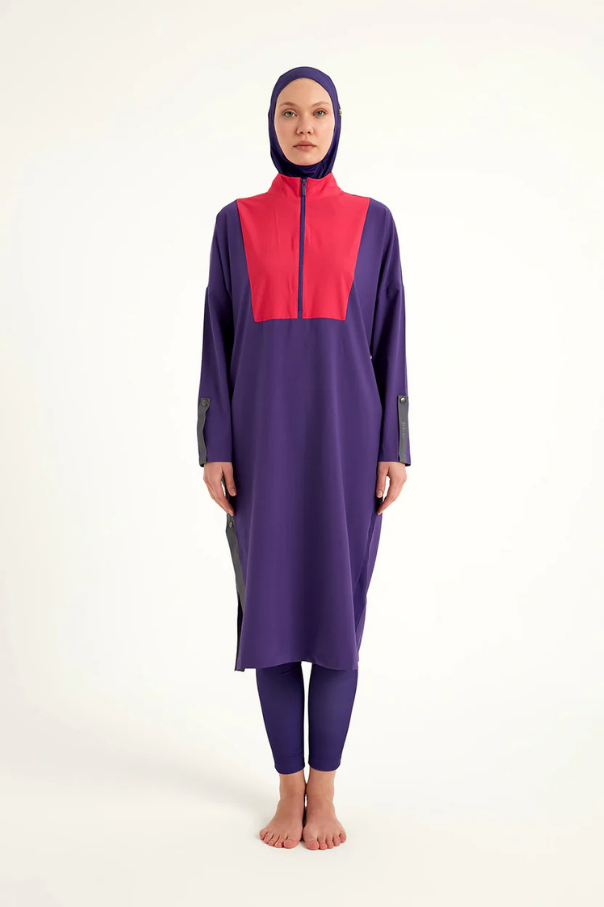 Marina Mor Tam Kapalı Tesettür Mayo - M2527-2