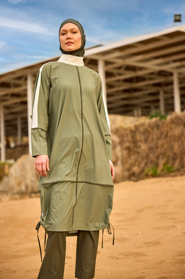Marina Haki Tam Kapalı Tesettür Mayo – M2521-1
