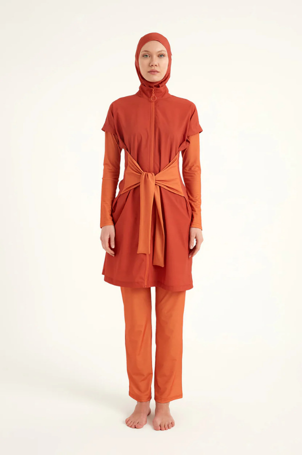 Marina Turuncu Tam Kapalı Tesettür Mayo – M2523-2