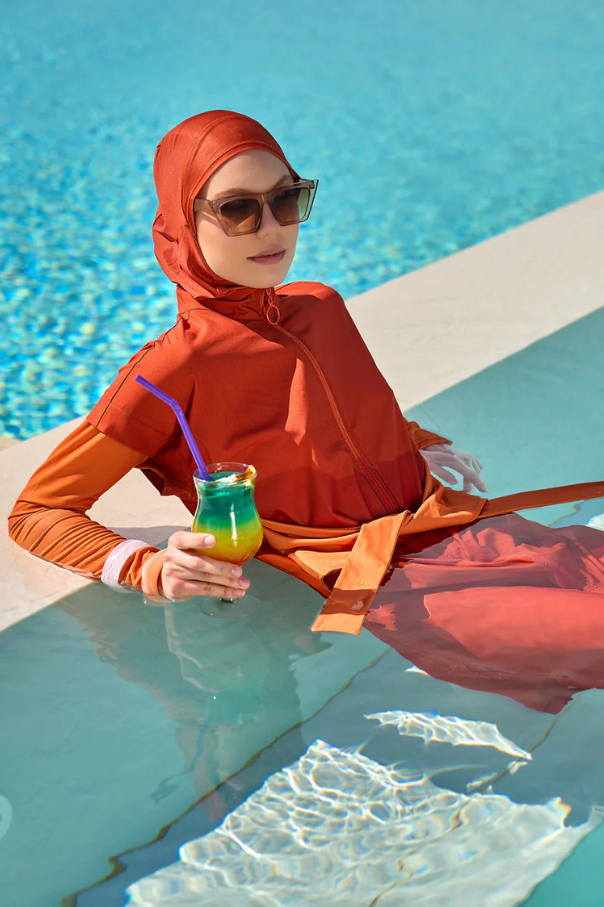 Marina Turuncu Tam Kapalı Tesettür Mayo – M2523-2