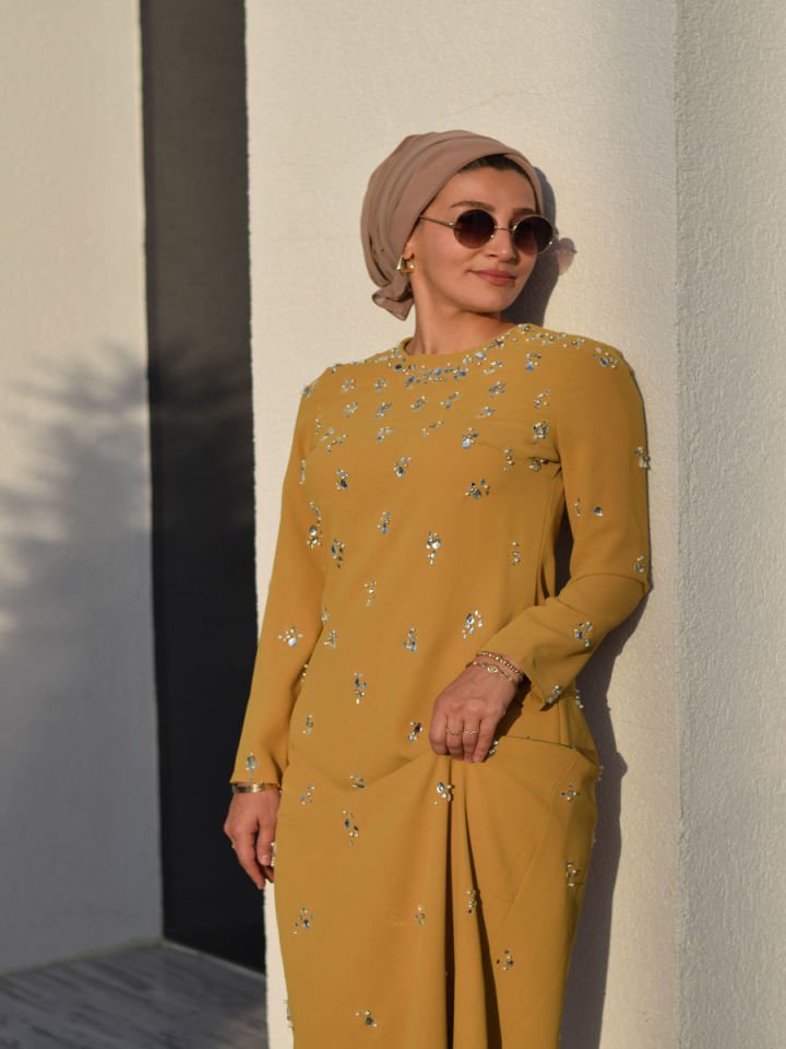 Taş Baskılı Abiye Elbise 2518