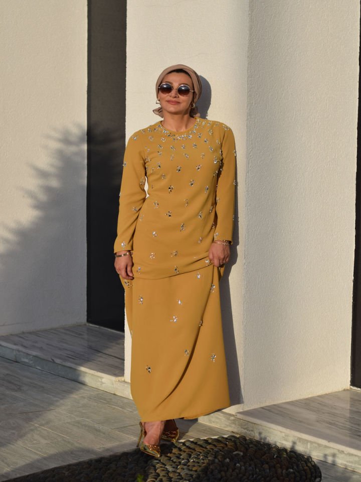 Taş Baskılı Abiye Elbise 2518