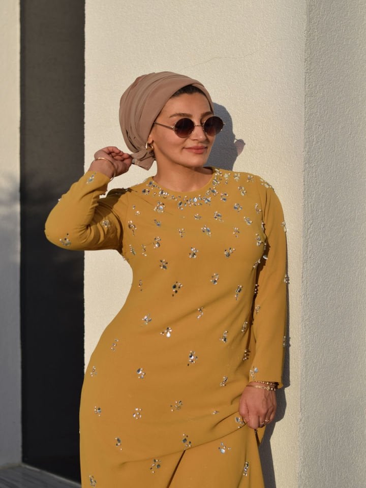 Taş Baskılı Abiye Elbise 2518