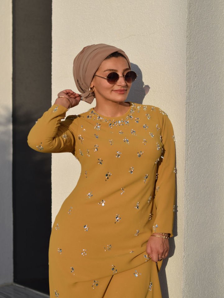Taş Baskılı Abiye Elbise 2518