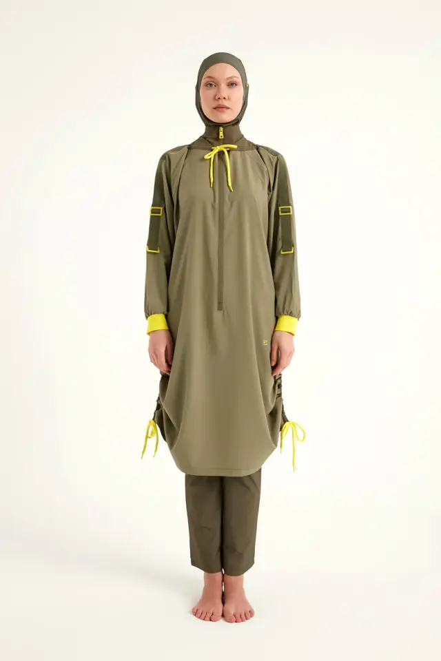 Marina Haki Tam Kapalı Tesettür Mayo - M2524
