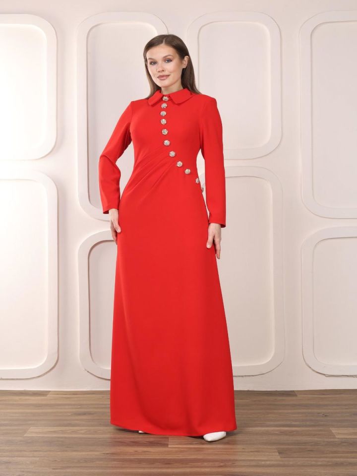 Çiçek Taşlı Abiye Elbise 2517