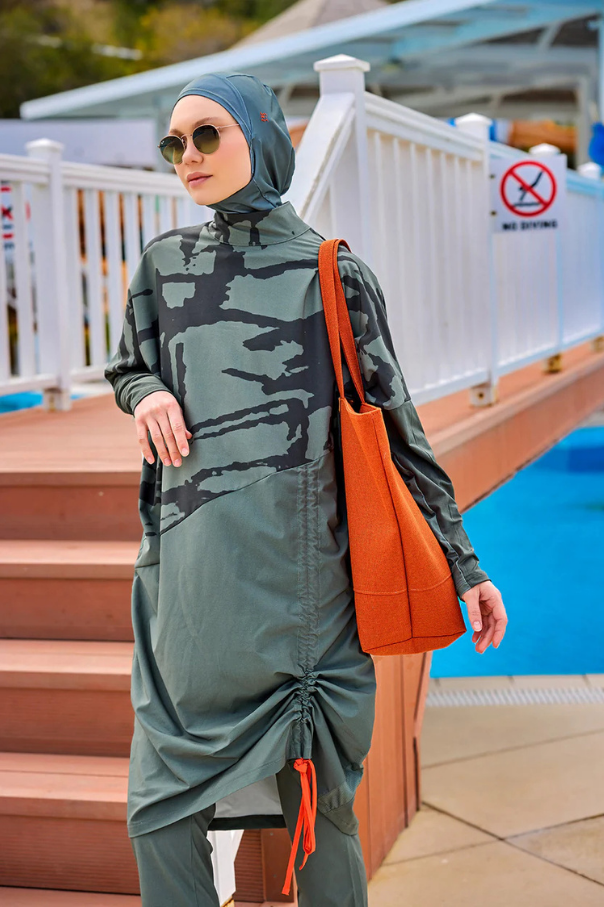Marina Haki Tam Kapalı Tesettür Mayo - M2516