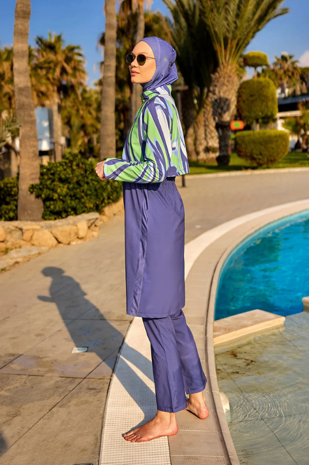 Marina indigo Tam Kapalı Tesettür Mayo - M2509