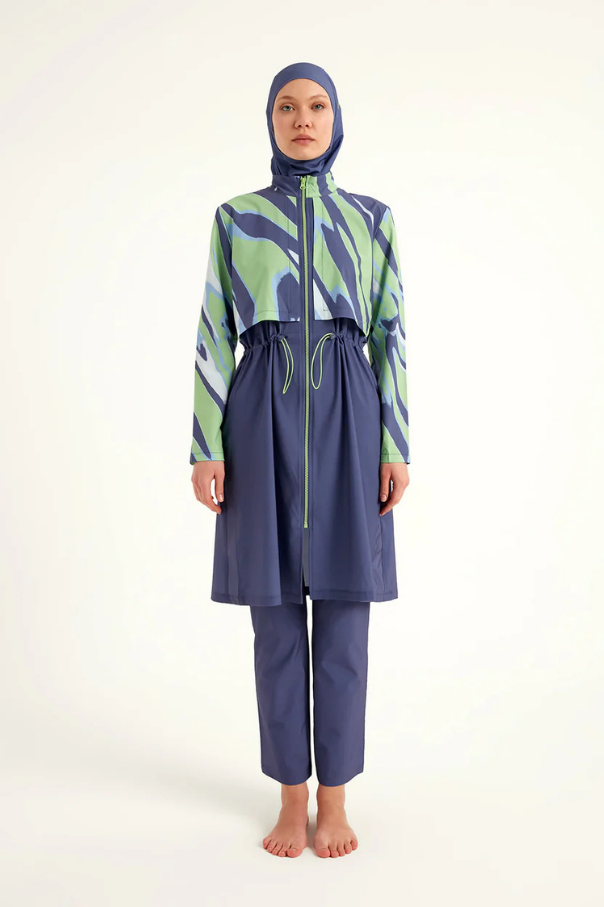 Marina indigo Tam Kapalı Tesettür Mayo - M2509