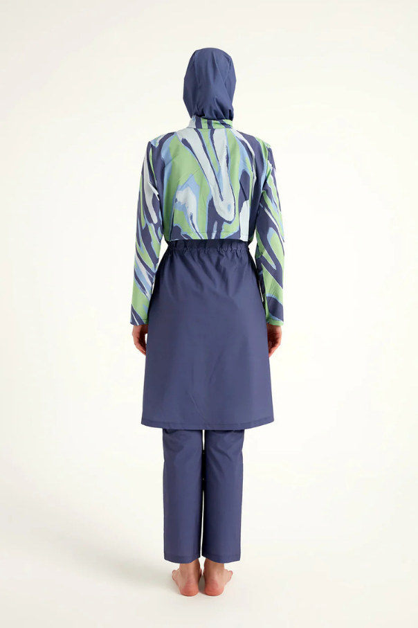 Marina indigo Tam Kapalı Tesettür Mayo - M2509