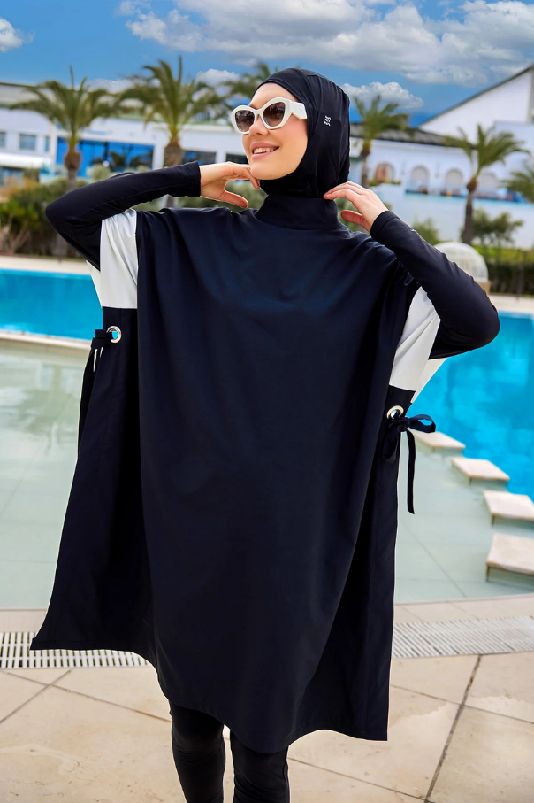 Marina Siyah Tam Kapalı Tesettür Mayo - M2502