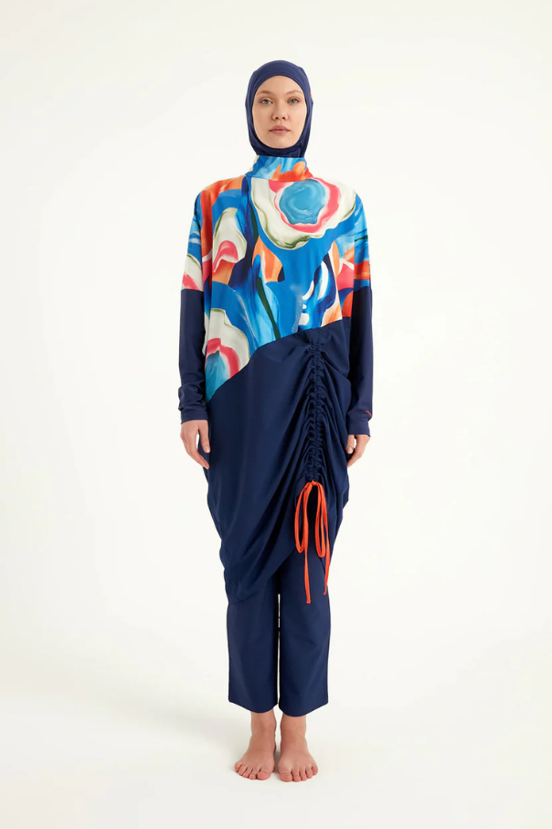 Marina Lacivert Tam Kapalı Tesettür Mayo - M2515