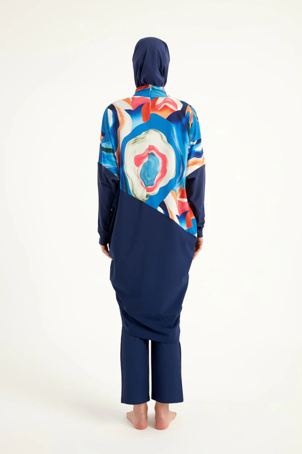 Marina Lacivert Tam Kapalı Tesettür Mayo - M2515