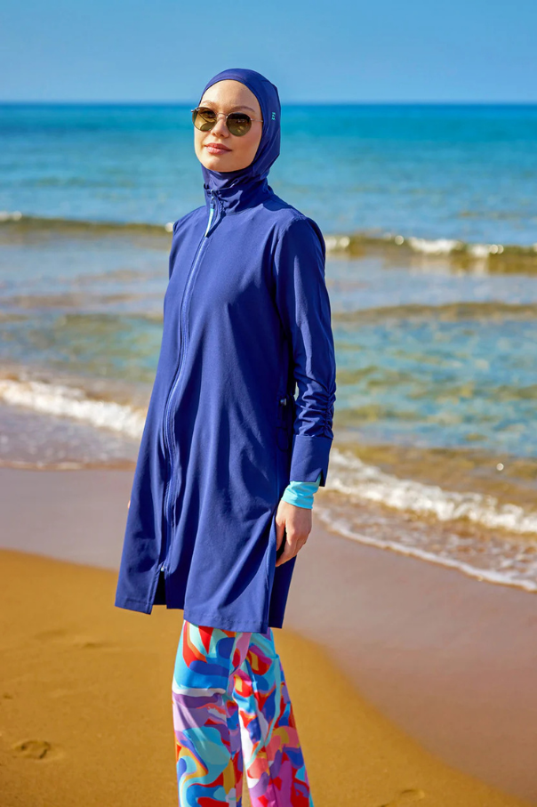 Marina Lacivert Tam Kapalı Tesettür Mayo - M2505