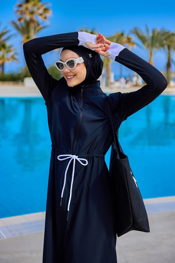 Marina Siyah Tam Kapalı Tesettür Mayo - M2501-2