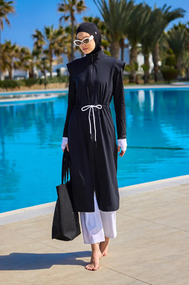 Marina Siyah Tam Kapalı Tesettür Mayo - M2501-2