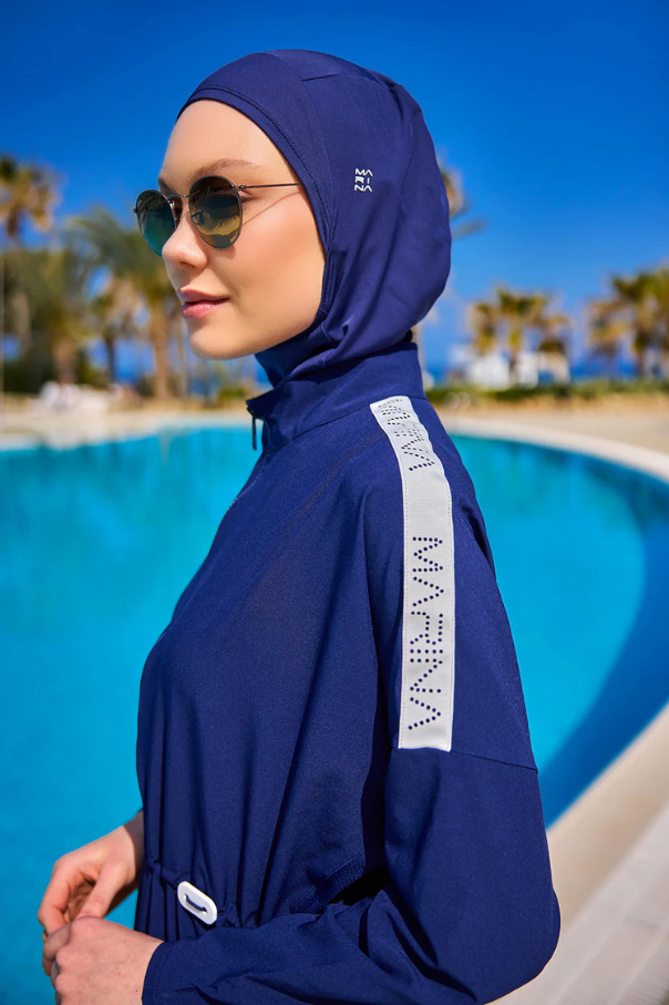 Marina Lacivert Tam Kapalı Tesettür Mayo - M2507-2