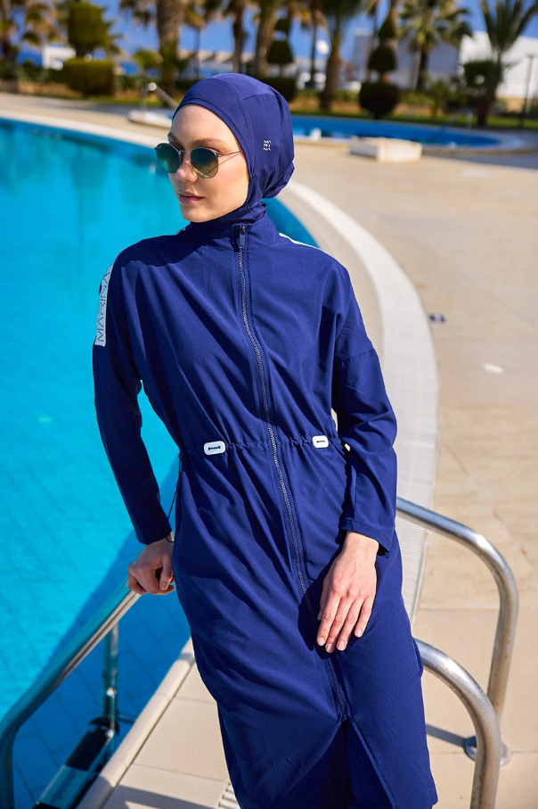 Marina Lacivert Tam Kapalı Tesettür Mayo - M2507-2