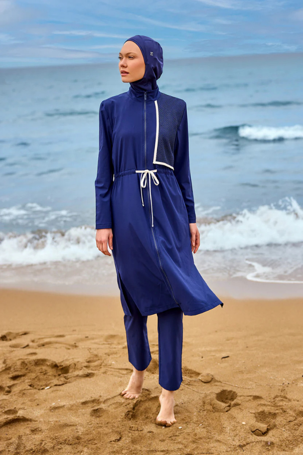 Marina Lacivert Tam Kapalı Tesettür Mayo - M2506-2