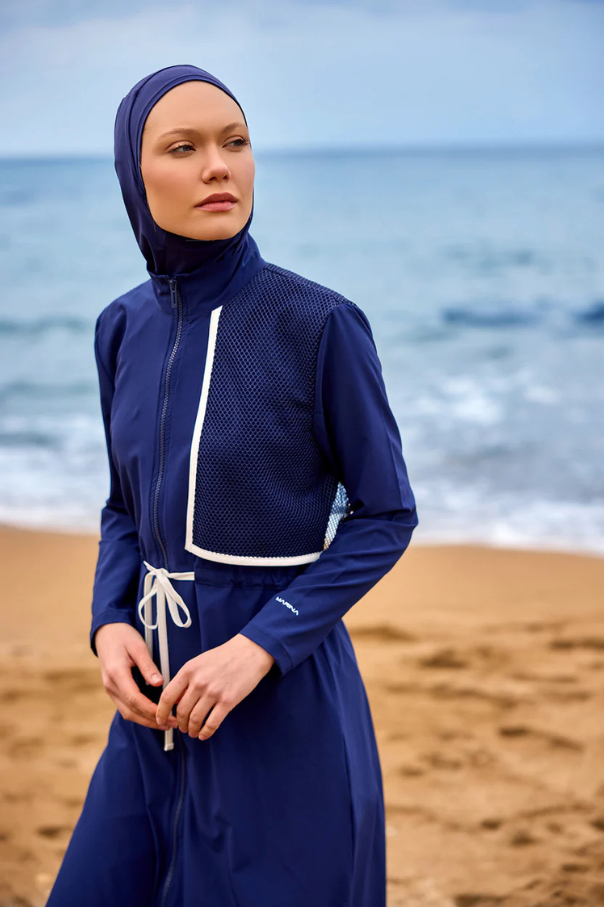 Marina Lacivert Tam Kapalı Tesettür Mayo - M2506-2