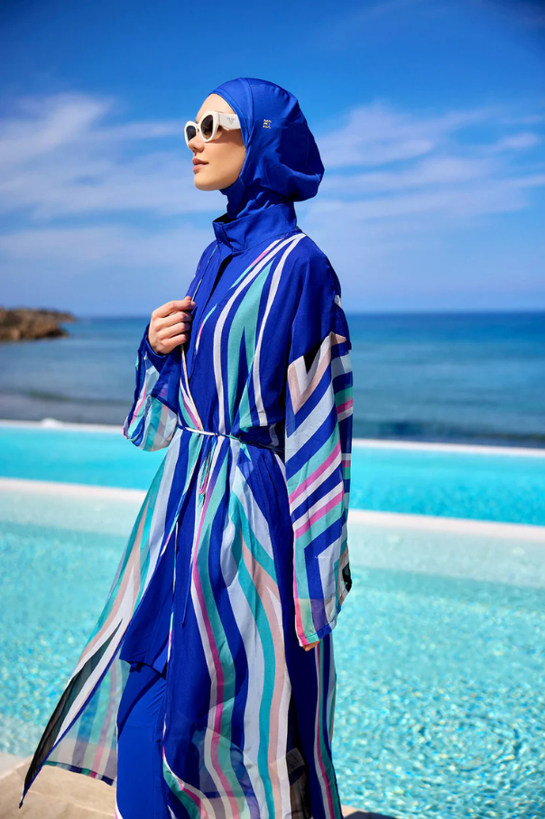Marina Renkli Desenli İpeksi Kimono – P2503-2