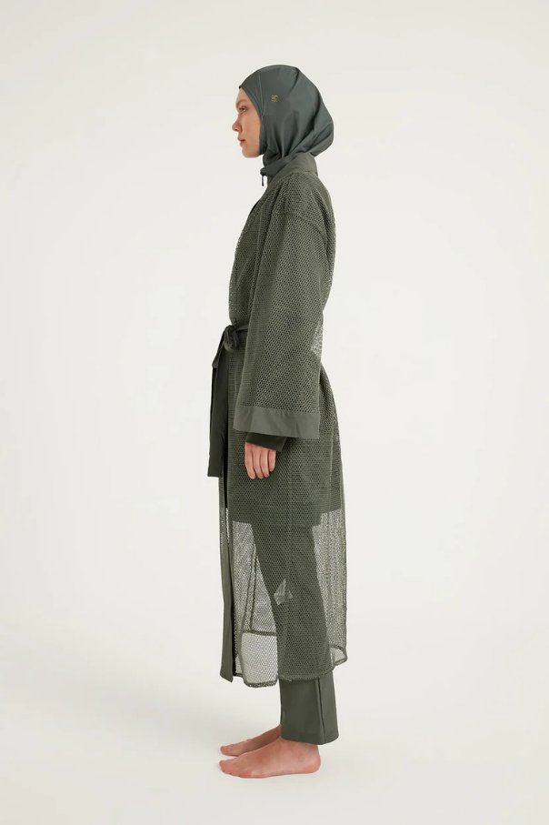 Marina Haki Tül Kimono - P2501-3