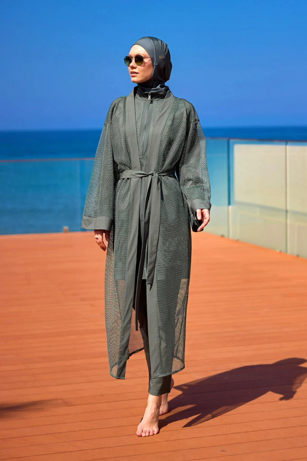 Marina Haki Tül Kimono - P2501-3
