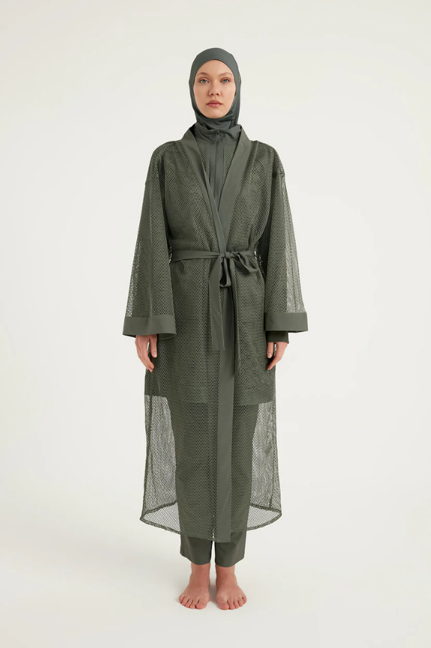 Marina Haki Tül Kimono - P2501-3