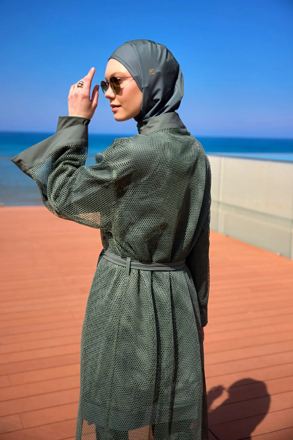 Marina Haki Tül Kimono - P2501-3