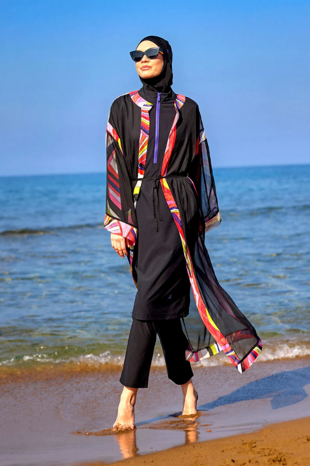 Marina Renkli Desenli İpeksi Kimono - P2514