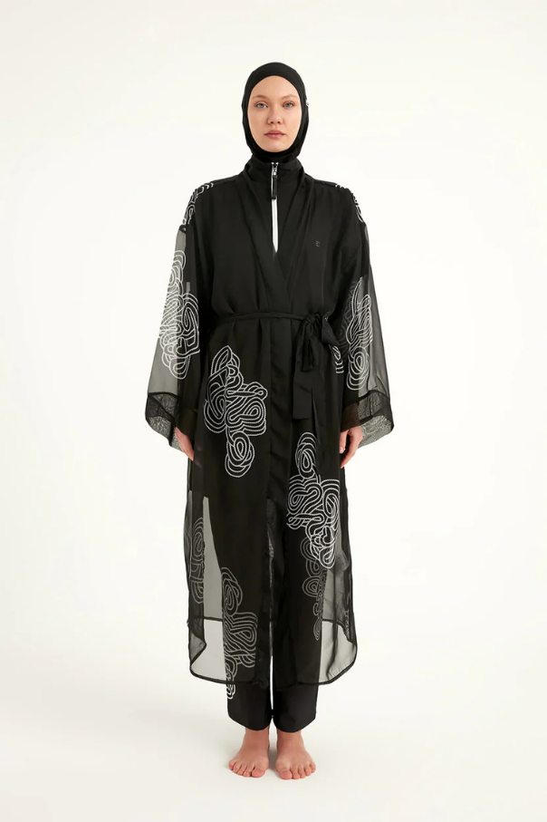 Marina Damask Desenli Şifon Kimono – P2515