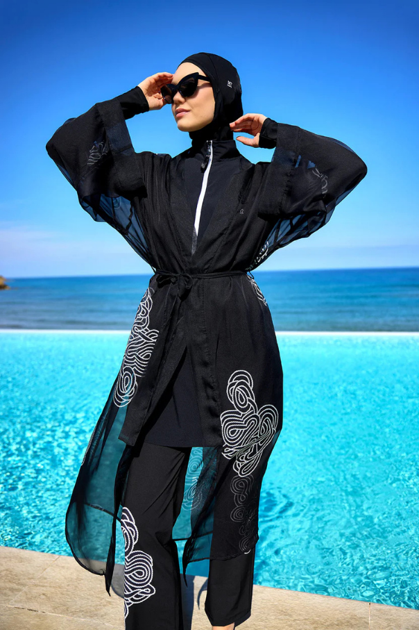 Marina Damask Desenli Şifon Kimono – P2515