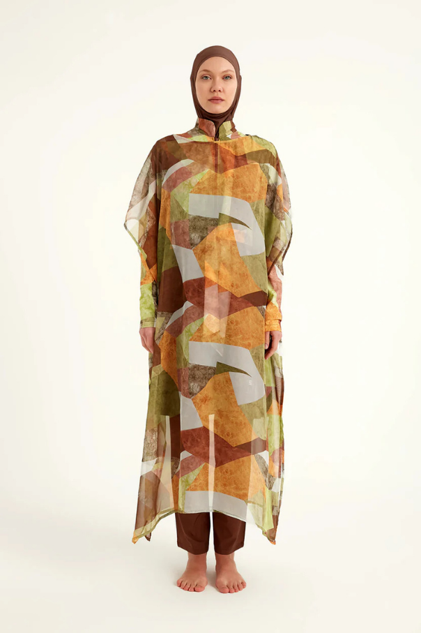 Marina Renkli Desenli İpeksi Pareo - P2513-1