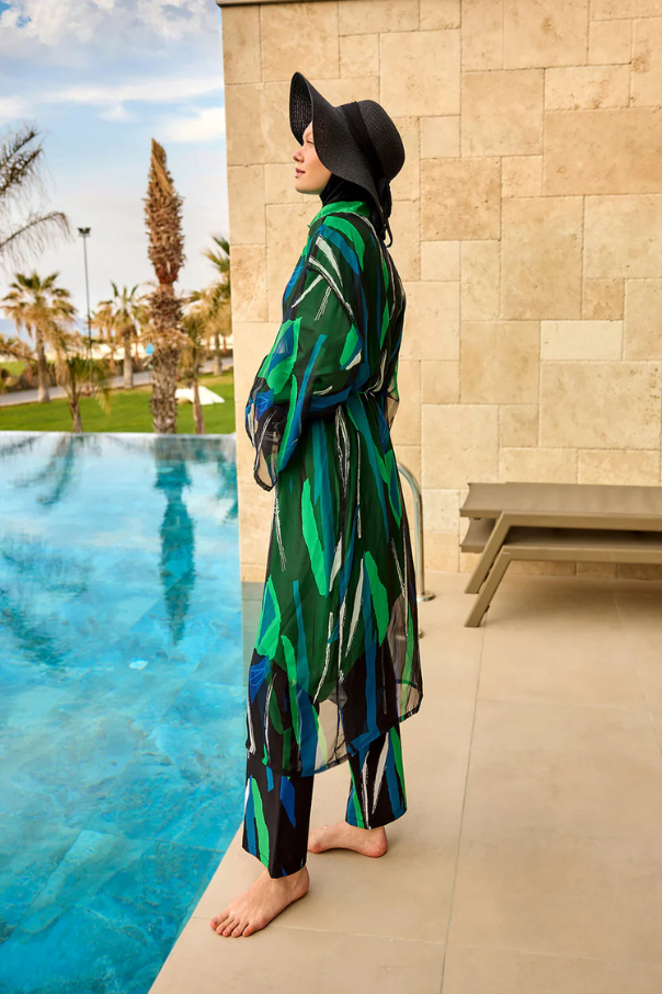 Marina Renkli Desenli İpeksi Kimono – P2503-1