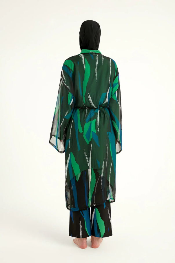 Marina Renkli Desenli İpeksi Kimono – P2503-1