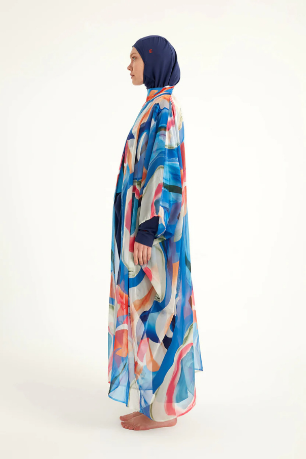 Marina Renkli Desenli İpeksi Kimono - P2508