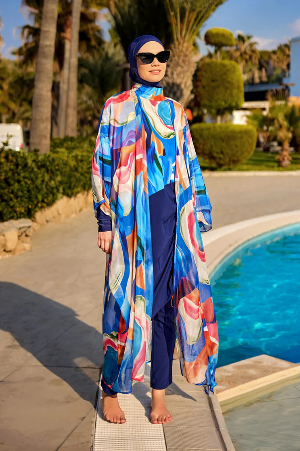 Marina Renkli Desenli İpeksi Kimono - P2508