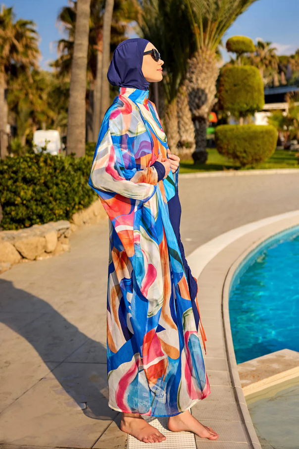 Marina Renkli Desenli İpeksi Kimono - P2508