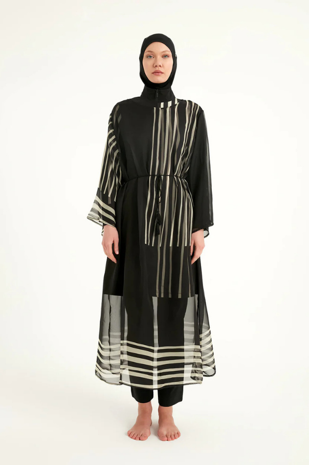 Marina Çizgi Desenli İpeksi Kimono – P2511