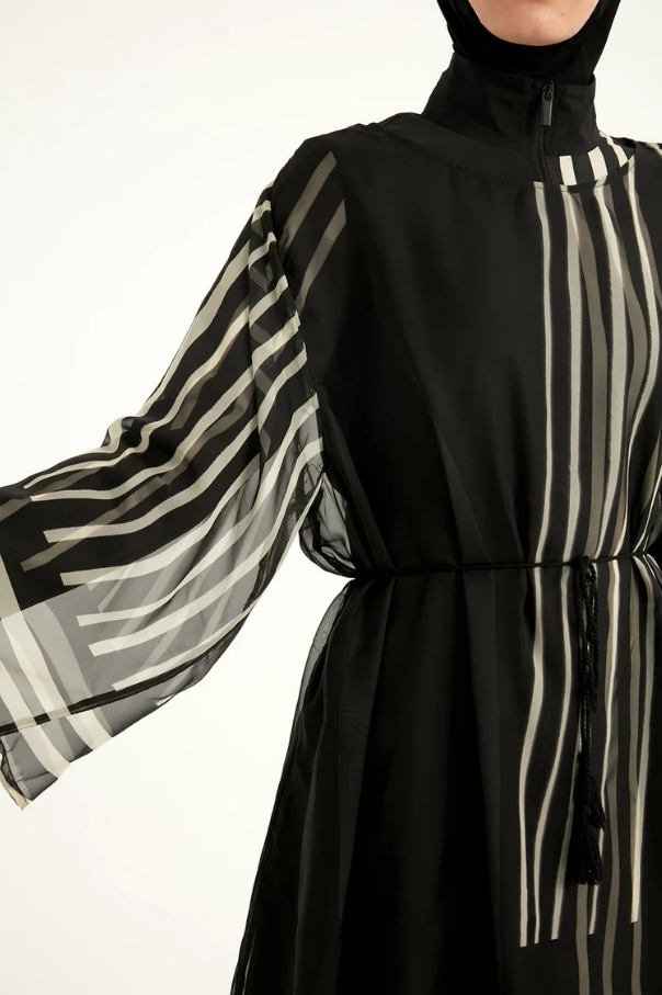 Marina Çizgi Desenli İpeksi Kimono – P2511
