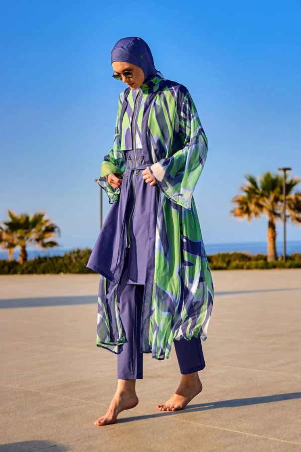 Marina Renkli Desenli İpeksi Kimono - P2504