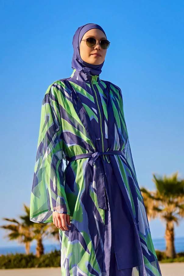 Marina Renkli Desenli İpeksi Kimono - P2504