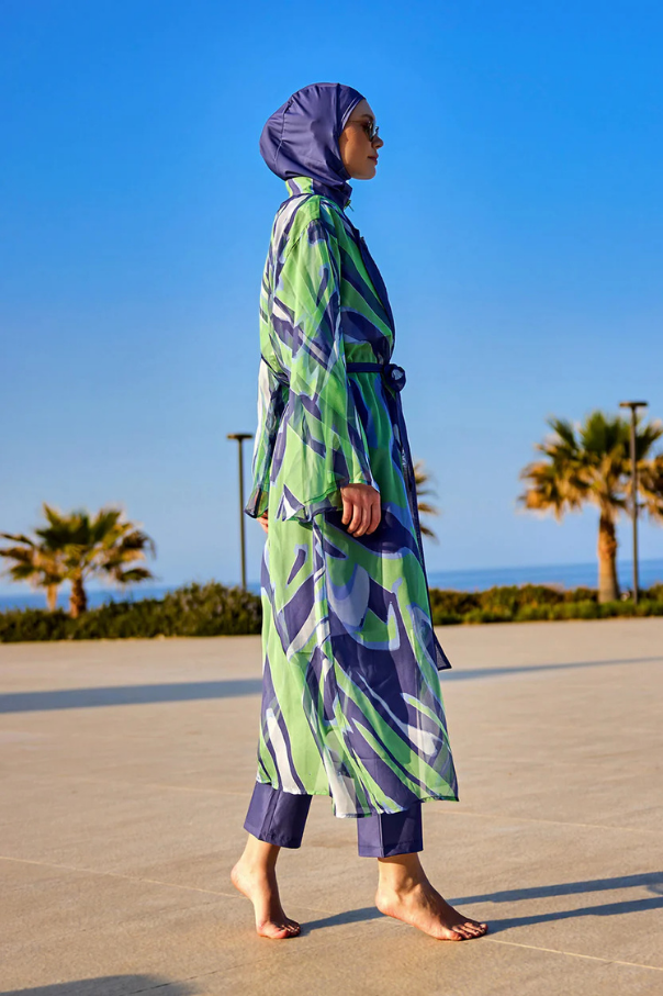 Marina Renkli Desenli İpeksi Kimono - P2504