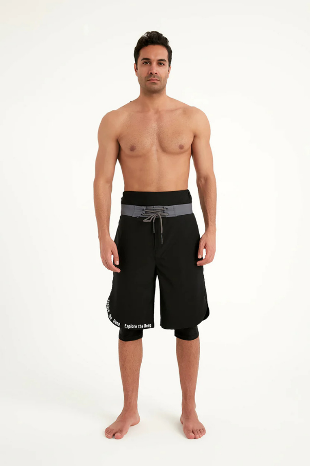 Marina Siyah Erkek Tesettür Yüzme Şortu - S2504-1
